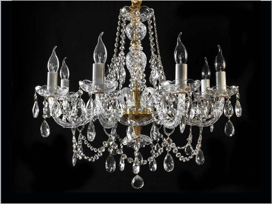 Lampara colgante de cristal de 8 brazos color dorado LP102-8